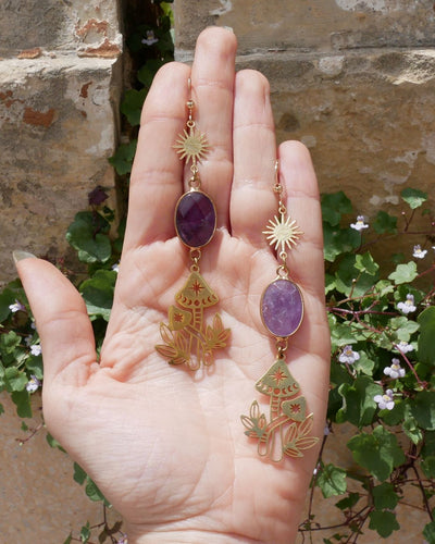 Amethyst and Mushroom Earrings 💜🍄✨