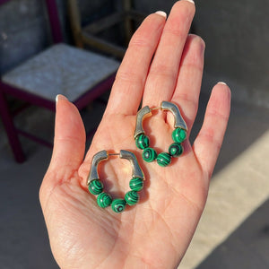 Malachite Hoop Earrings