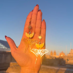 Sun, Turquoise, Moth Earrings  ⋆₊ ⊹★ 🔭๋࣭  ⭑⋆｡˚