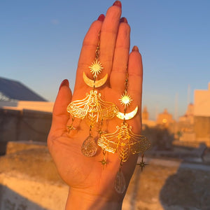 Sun, Moon, Moth and Flowers Earrings ♡₊˚ 🦢・₊✧