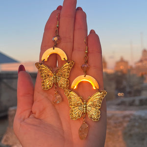 Butterfly and Citrine Earrings 🍃🌙🪞🪷✨📜 ʚĭɞ