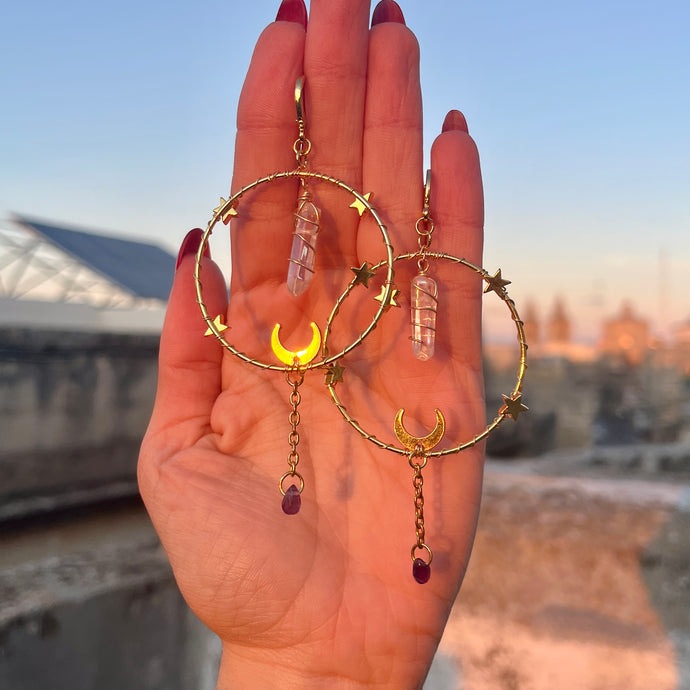 Angel Aura and Amethyst Celestial Earrings ✩₊˚.⋆☾