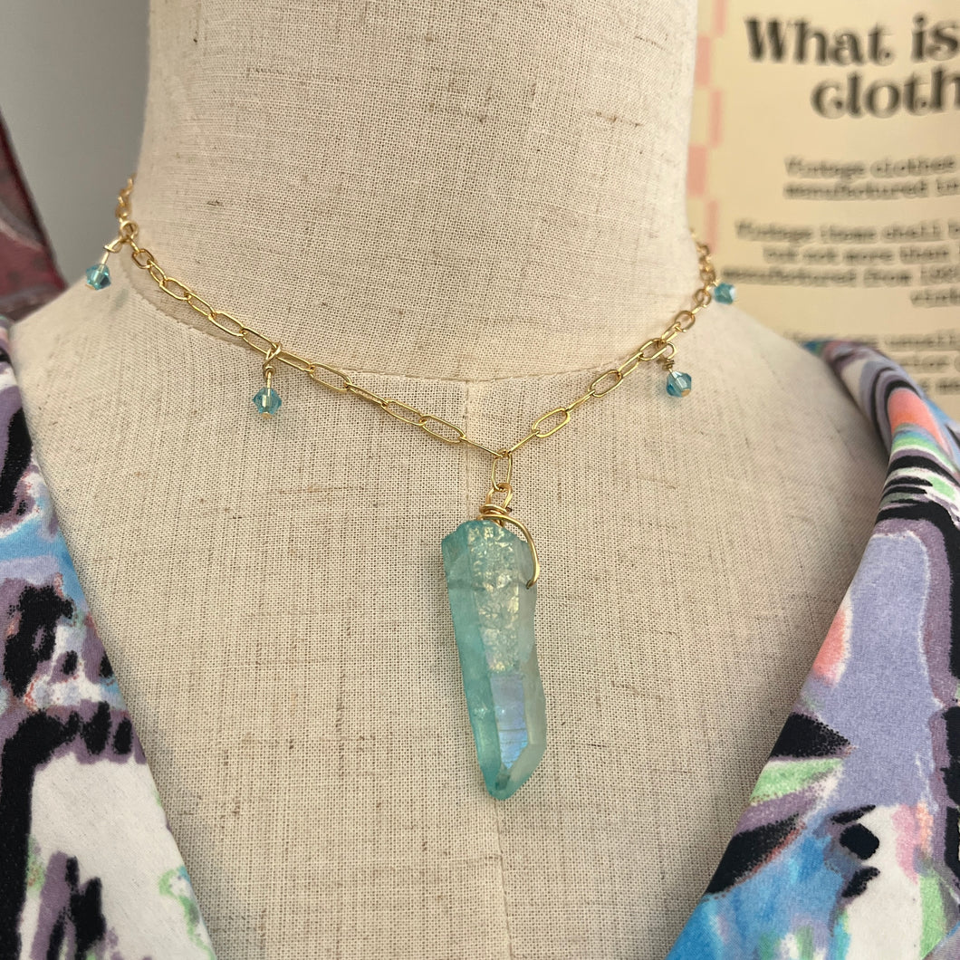 Blue Angel Aura Quartz Necklace