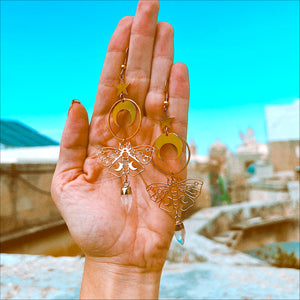 Sun, Moon, Moth and Clear Crystal Earrings ✨