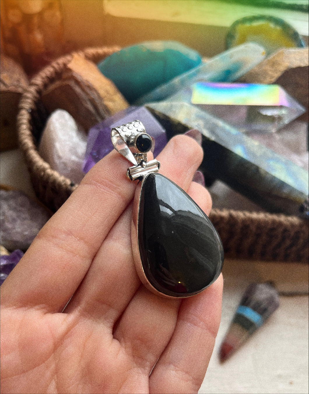 Silver Sheen Obsidian Pendant