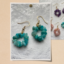 Load image into Gallery viewer, Natural Crystal Circle Dangle Earrings