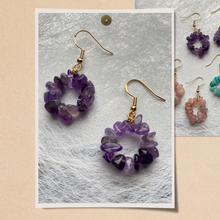 Load image into Gallery viewer, Natural Crystal Circle Dangle Earrings