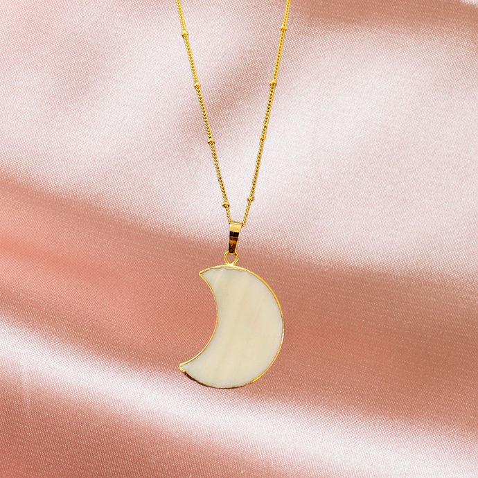 White Shell Crescent Moon Necklace