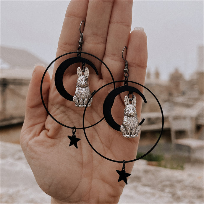 Moon, Rabbit and Star earrings