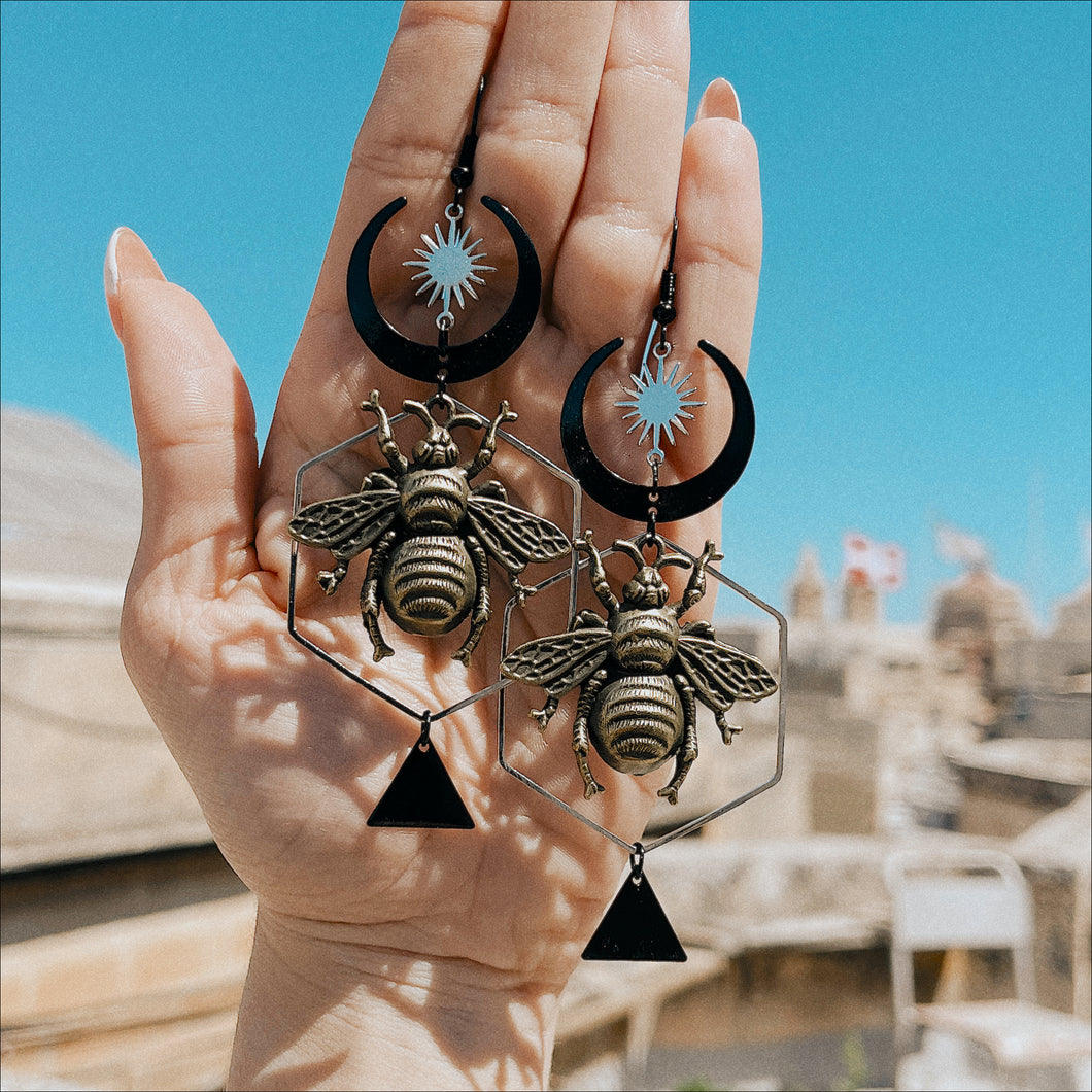 Sun, Moon and Bee Earrings 🐝