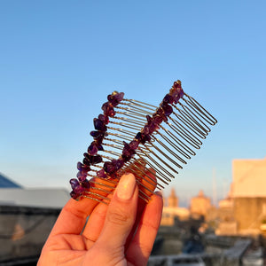 Amethyst Hair Comb Clip