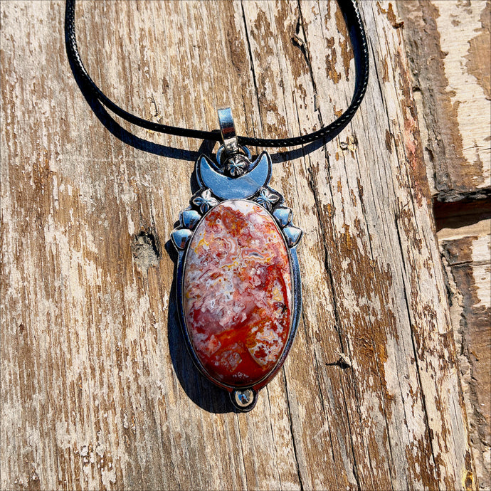 Crazy Lace Agate Luna Pendant