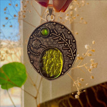 Load image into Gallery viewer, Moldavite and Peridot Garden Pendant