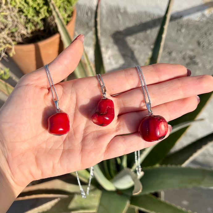 Red Coral Stone Necklace