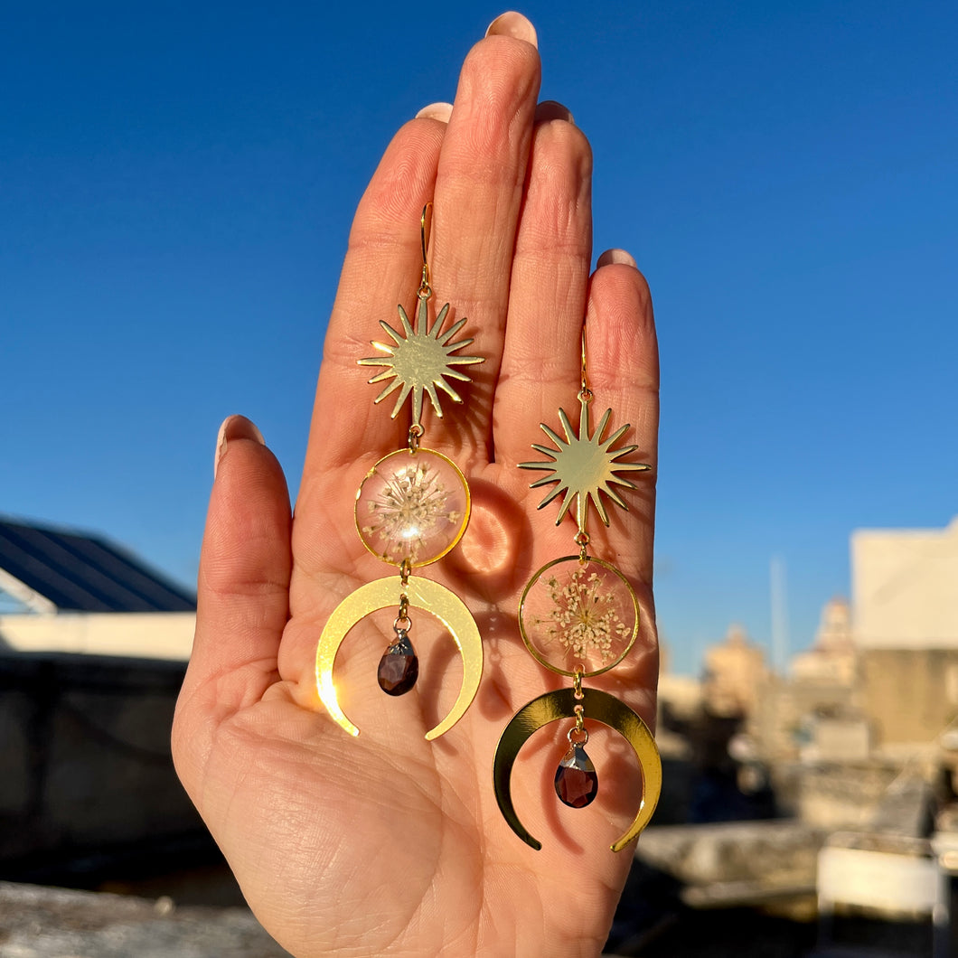 Sun and Moon Botanical Earring