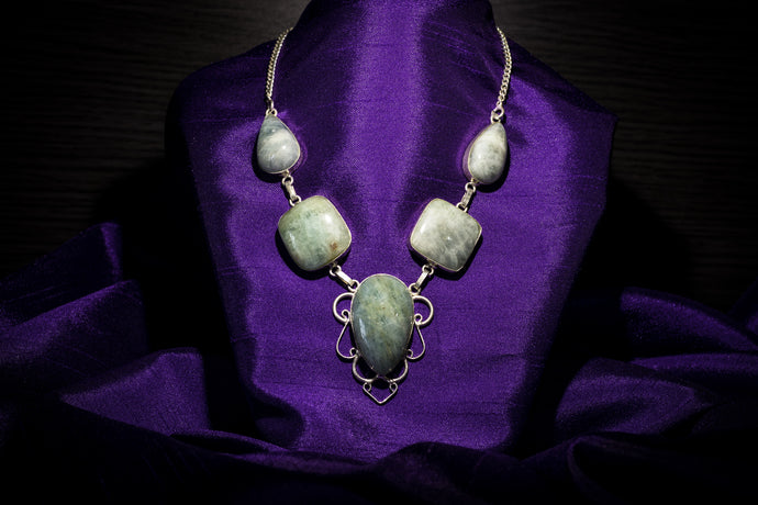 Aquamarine necklace in Silver 925