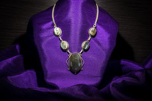 Labradorite and Abalone necklace in Silver 925