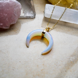 Opal Horn Pendent Necklace