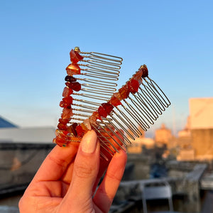 Red Carnelian Hair Comb Clip