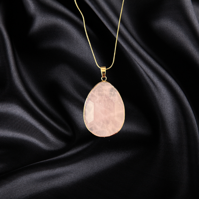 Teardrop Rose Quartz Necklace