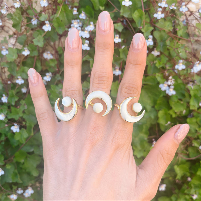 Crescent Shell Moon Ring