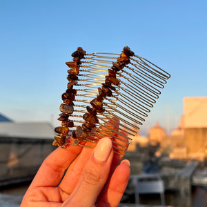 Tiger’s Eye Hair Comb Clip