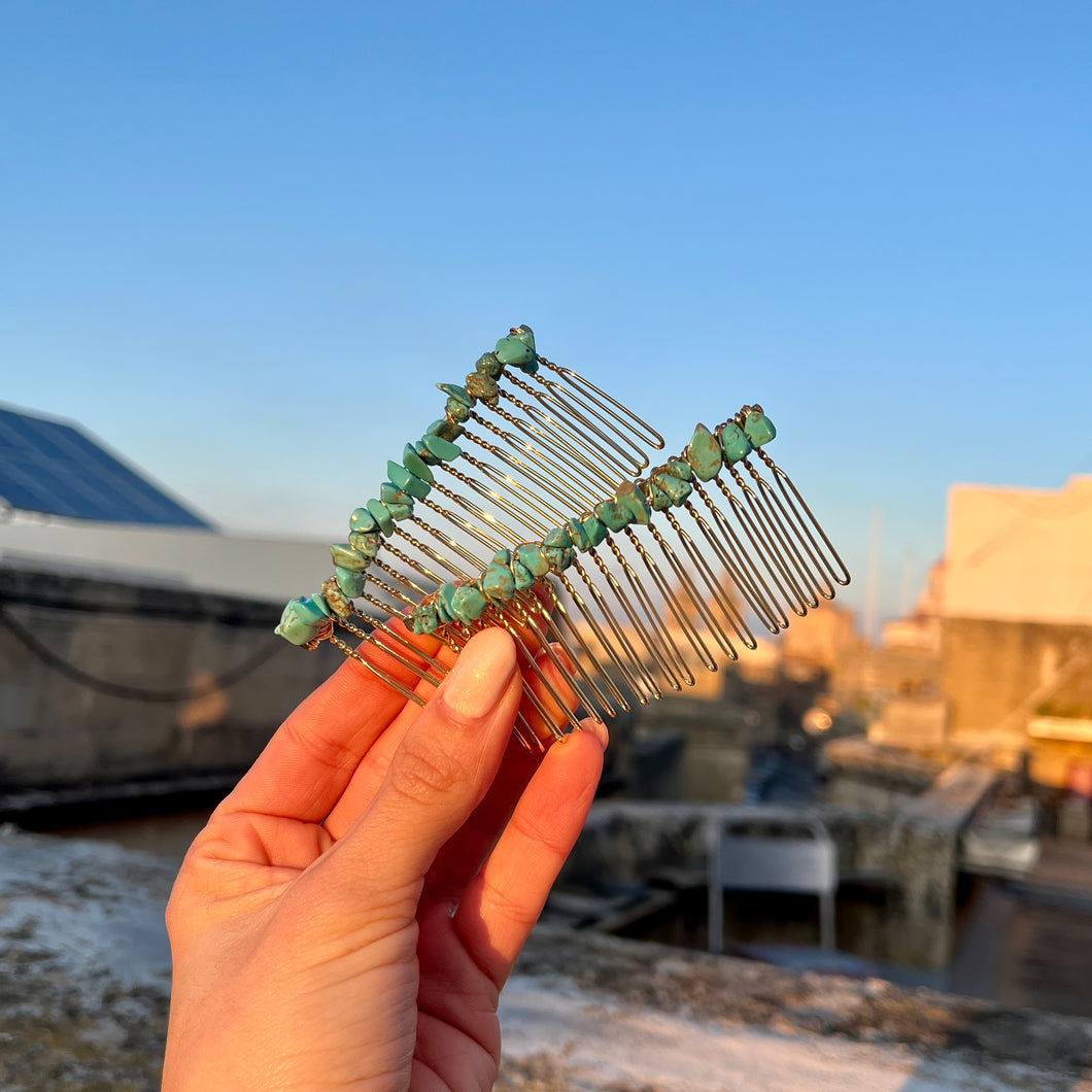 Turquoise Hair Comb Clip
