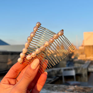 White Pearl Hair Comb Clip